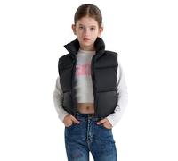 maoo garden Gilet Matelassé D'hiver Pour Filles En Court Tronqué Léger Résistant À L'eau Pour Jeunes Filles Sans Manches Noir 6Y