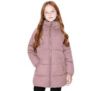 maoo garden Girls Winter Long Puffer Lightweight Coat Thick Padded Soft Fleece Jacket with Hood (Veste polaire épaisse et rembourrée avec capuche) 817 Rose 7-8Y