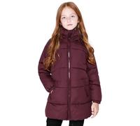maoo garden Girls Winter Long Puffer Lightweight Coat Thick Padded Soft Fleece Jacket with Hood (Veste polaire épaisse et rembourrée avec capuche) 817 Vin rouge 11-12Y