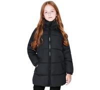 maoo garden Girls Winter Long Puffer Lightweight Coat Thick Padded Soft Fleece Jacket with Hood (Veste polaire épaisse et rembourrée avec capuche) 817 Noir 13-14Y