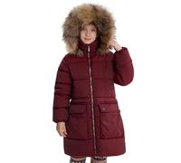 maoo garden Manteau d'hiver Bouffant pour Filles Parka de Neige Épaisse Doublure en Fourrure Duveteuse Capuche Veste Résistante à l'eau Vin 140
