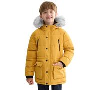 maoo garden Manteau d'hiver pour Garçons Big Kids Veste à Capuche en Fourrure Doublée Sherpa Épaisse Parka de Neige Résistante à l'eau Jaune 140