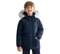 maoo garden Manteau d'hiver pour Garçons Big Kids Veste à Capuche en Fourrure Doublée Sherpa Épaisse Parka de Neige Résistante à l'eau Bleu Marine 116