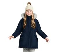 maoo garden Manteau Hiver Fille - 8-14 ans Parka veste enfant fille de Ski Épais avec Capuche en Fausse Fourrure et Revêtement Imperméable pour Grands Marine 11-12 ans