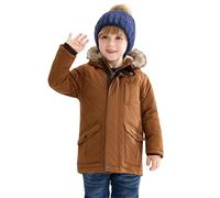 maoo garden Veste D'Hiver Doublée Sherpa Pour Petits Garçons Enfants Manteau Résistant à L'Eau à Capuche En Fourrure Gonflée Marron 116