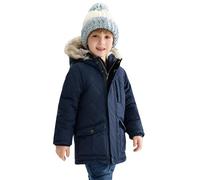 maoo garden Veste D'Hiver Doublée Sherpa Pour Petits Garçons Enfants Manteau Résistant à L'Eau à Capuche En Fourrure Gonflée Bleu 104