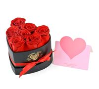 MAOOY Lot de 7 roses éternelles Infinity - Cadeau d'anniversaire pour femme - Rose préservée dans une boîte en forme de cœur - Cadeaux pour maman pour anniversaire, Saint-Valentin, Noël, anniversaire