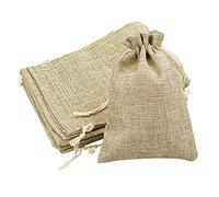 MAOQYE Lot de 10 petits sacs cadeaux en toile de jute avec cordon de serrage pour bijoux, mariage, fête, 13 x 18 cm