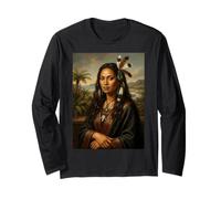 Maori Mona Lisa Célèbre Peinture Art Parodie Renaissance Manche Longue