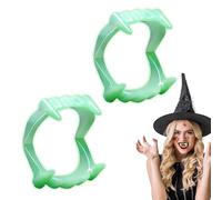 MAOSHYMS Dents de Vampire Retractable,Dent de Vampire Halloween Dents de Vampire Fausses, pour Partie Cosplay Crocs de Fête Halloween (Vert B)