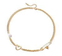 Maouira Collier trombone avec symbole d'amour tendance, bijou en acier inoxydable, chaîne réglable pour tenues décontractées ou formelles, collier avec médaillon en forme de cœur