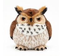 MAOWO Planet Coussin Rond en Peluche Hibou Grand-duc, Oiseau Moelleux avec Expression Boudeuse et Pied Gauche Magnétique, 28 cm