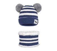 MaoXinTek Bonnet Bébé Hiver Chaleureux Doux Mignon Crochet Chapeau et Écharpe pour Bébé Filles Garçon 3-24 Mois Bleu