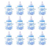 MaoXinTek Bouteille de Bonbons 12PCS Réutilisable Bébé Feeder Bonbon Boîte Forme de Biberon Cadeau Décoration Baby Shower Party Favors Décoration pour Fête de Naissanc Bébé Baptême Bleu