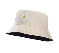 MaoXinTek Chapeau de Seau Unisexe Réversible Coton Anti-UV Marguerite Bonnet Soleil Respirant pour Randonnée L'extérieur La Pêche Camping 56-58cm