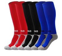 MaoXinTek Chaussette de Football pour Enfants, Genou Hautes Longue élastique Chaussettes Sports Compression pour Basketball, Lacrosse, Rugby, Hockey pour Garçons et Filles de 8 à 12 Ans (3 Paires)