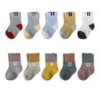 MaoXinTek Chaussettes Bébés 10 Paires Doux Respirant Enfants Mignon Chaussettes de Coton pour 1-2 Ans Fille Garçons