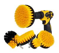 MaoXinTek Ensemble de Brosse de Nettoyage 4 Pièces Brosse pour Perceuse Voiture Tapis Baignoire Cuisine Carrelage Toilettes Jaune