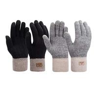 MaoXinTek Gants pour Femmes 2 Paires Hommes d'Hiver Chauds Tactiles Moufles pour Conduire Dactylographie Ski Noir + Gris