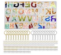 MaoXinTek Moule en Silicone Alphabet, 221Pcs Bijoux Moulage Outils Effacer Résine Époxy Résine Moules pour Pendentifs Bracelet Fabrication de Bricolage Artisanat
