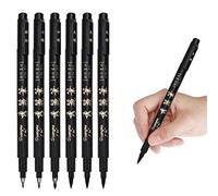 MaoXinTek Stylo de Calligraphie 4 Tailles Ensemble de Pinceau Marqueur Noirs pour Lettrage, Journalisation, Signature, Dessin d' Art 6Pcs