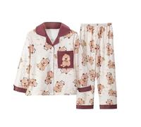 MAOXITCATY Ensemble de Pyjamas pour Enfants garçons et Filles, Haut à Manches Longues et Pantalon Long d'automne, vêtements d'intérieur avec col orné de Capybara,140cm