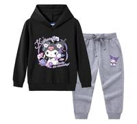MAOXITCATY Sweat à Capuche Kawaii pour Filles, survêtement pour Enfants, Streetwear, Manches Longues, imprimé Cartoon, 2-13 Ans,Noir,150cm