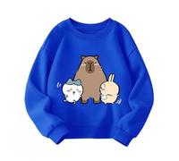 MAOXITCATY Sweat-Shirts pour Enfants à col Rond, Sweat-Shirts avec imprimé Cartoon Mignon, adaptés aux élèves de l'école Primaire,Bleu,130cm