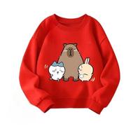 MAOXITCATY Sweat-Shirts pour Enfants à col Rond, Sweat-Shirts avec imprimé Cartoon Mignon, adaptés aux élèves de l'école Primaire,Rouge,120cm