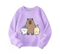 MAOXITCATY Sweat-Shirts pour Enfants à col Rond, Sweat-Shirts avec imprimé Cartoon Mignon, adaptés aux élèves de l'école Primaire,Violet,110cm