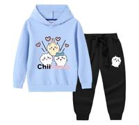 MAOXITCATY Vêtements pour Enfants Printemps et Automne, Ensemble Deux pièces Comprenant Un Sweat à Capuche et Un Pantalon, Sweat à Capuche avec imprimé Cartoon,Bleu,110cm
