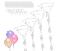 Maozhen 50pcs Balon Sticks Set Reutilisable Balon en plastique avec tasses 15,8 pouces porte-ballon de mariage transparent universel pour décoration anniversaire de mariage de fête d'anniversaire