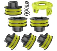 MAOZHOU Lot de 6 bobines de fil de rechange en nylon pour débroussailleuse RAC119 + couvercle de bobine RAC118 + ressort, compatible avec débroussailleuse Ryobi RLT3525S
