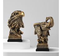 maozyiltle Golde Lot de 2 statues d'éléphant en résine pour la maison, le bureau, la bibliothèque, le salon, la table, le bureau (éléphant et aigle)