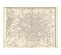 Map Andriveau-Goujon 1845 Paris Plan Fortifications Large XL Wall Art Canvas Print Carte mur