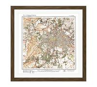 Map Antique 1922 Reich Office Berlin City Old Replica Square Wooden Framed Wall Art Print Picture 16X16 Inch Carte Ville Bois mur Image