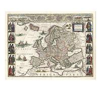 Map Blaeu 1635 Pictorial Europe Cities Costumes Large XL Wall Art Canvas Print Carte L'Europe mur