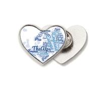 Map EU Landmark Geography Wordcloud Broche en métal en forme de cœur