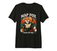 Map Fox Knows The Way Randonnée T-Shirt Haut de Gamme