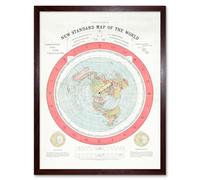 Map Gleason 1892 World Time Calculator Flat Earth Art Print Framed Poster Wall Decor 12x16 inch Carte Monde Affiche mur Déco