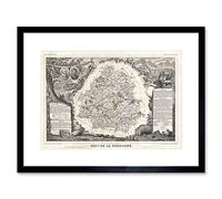MAP ILLUSTRATED ANTIQUE LEVASSEUR DORDOGNE FRAMED ART PRINT B12X4950