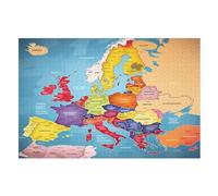 Map of Europe Puzzle De 1000 Pièces en Bois pour EnfFourmis Adultes, Puzzles en Matériau Recyclé De Qualité Supérieure （75×50cm）