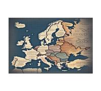 Map of Europe Puzzles pour Adultes 1000 Pièces Puzzles pour Adulte Jeu Éduchatif Challenge Toy 1000 Pièces Puzzles en Bois pour Adultes Enfants (75×50cm)