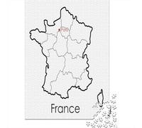Map of France with Paris Highlighted De Puzzle en Bois, 1000 pièces | Pour les w nds tranquilles : ce puzzle 1000 pièces pour adultes favorise un loisir concentré sans écran.