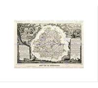 Map Old France LEVASSEUR DORDOGNE Department Black Framed Art Print B12X3625