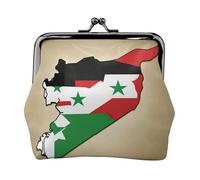 Map01 Petite trousse de maquillage pour sac à main, sac de rangement pour cartes bancaires rétro compact et multifonction avec drapeau de la République arabe syrienne, noir, One Size, Art déco