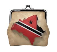Map01 Petite trousse de maquillage pour sac à main, sac de rangement pour cartes bancaires rétro compact et multifonction Motif drapeau de Trinité-et-Tobago, noir, One Size, Art déco