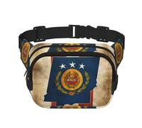 Map01 Sac banane carré double couche avec drapeau de l'État de l'Oklahoma - Taille réglable - Pour exercice, course à pied, voyage, randonnée, noir, One Size