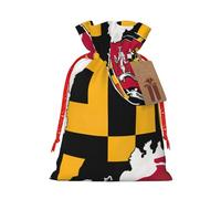 MAP02 Sac d'emballage en lin avec cordon de serrage Motif drapeau de l'État du Maryland abstrait