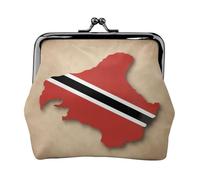 Map03 Petite trousse de maquillage pour sac à main, sac de rangement pour cartes bancaires, sac de rangement rétro compact multifonction avec drapeau de Trinité-et-Tobago, noir, One Size, Art déco